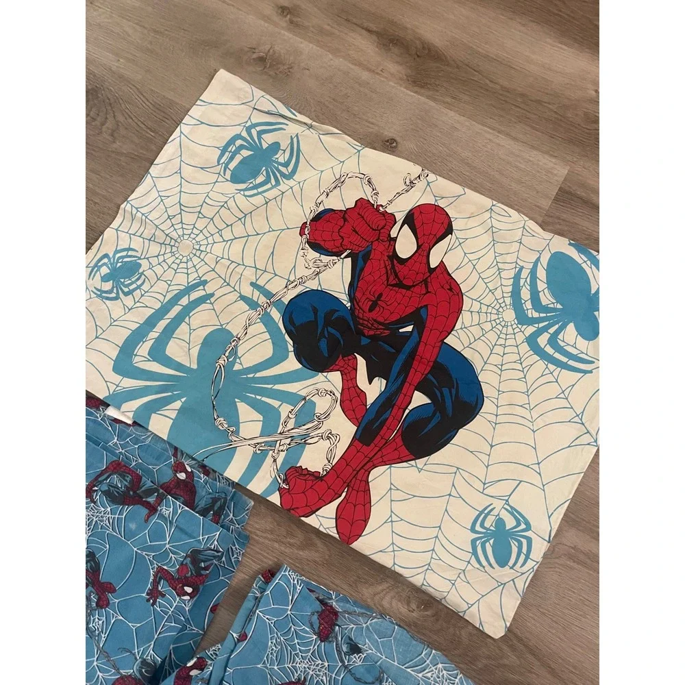 Marvel Spider-Man Twin Sheet Set 3 Pc Flat Fitted Pillowcase Kids Vintage 2005